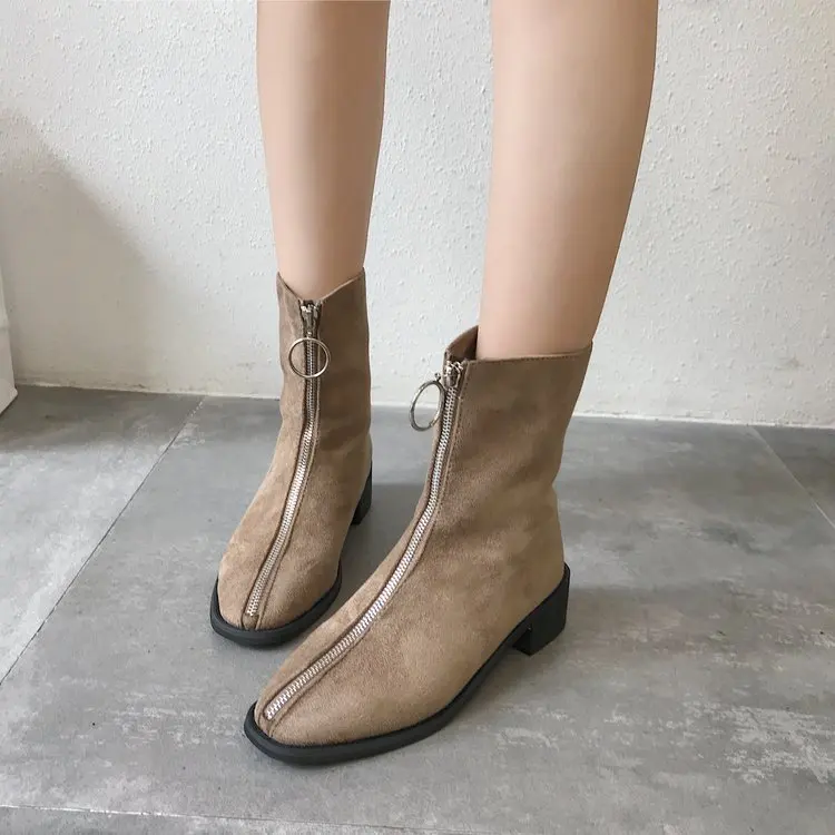 SWYIVY/весенние ботинки Martin Женская обувь на молнии спереди Новинка весны 2019 с