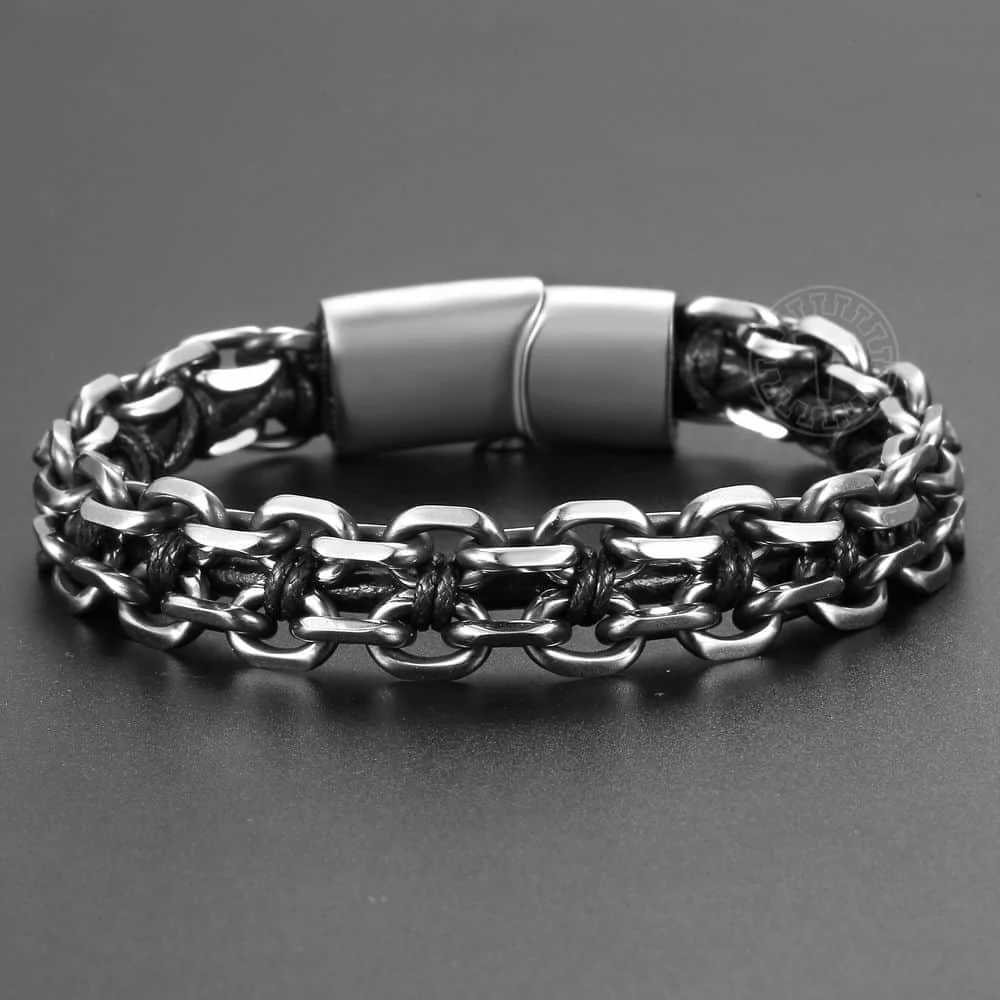 Многослойный кожаный плетеный браслет для мужчин и женщин цепи из нержавеющей
