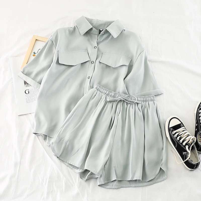 2019 Новый Модный женский комплект из двух предметов Свободная рубашка + ремень