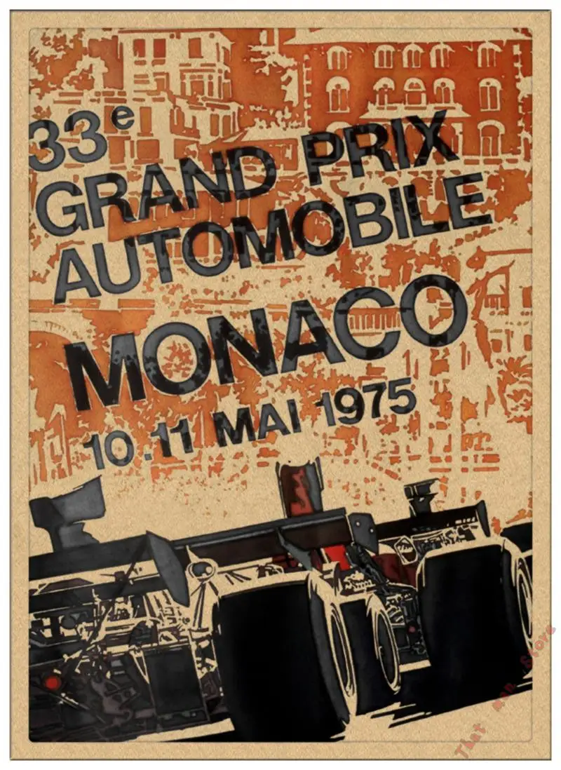 Супер гоночный Ретро мотор Monaco 1937 старинный автомобиль для путешествий, классический винтажный постер, сделай сам, домашний декор из крафт-бумаги - Цвет: Бургундия