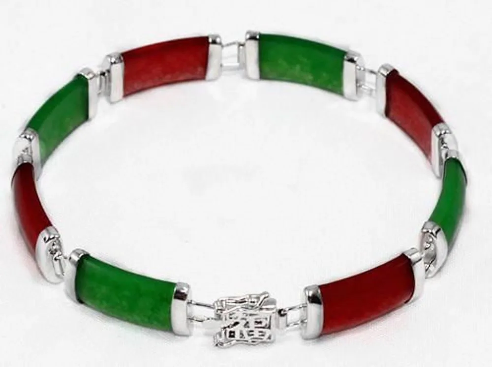 

Women Gift word Love real Natural Red & Green on Bracelet 7.5" e SHIPPING 5.26