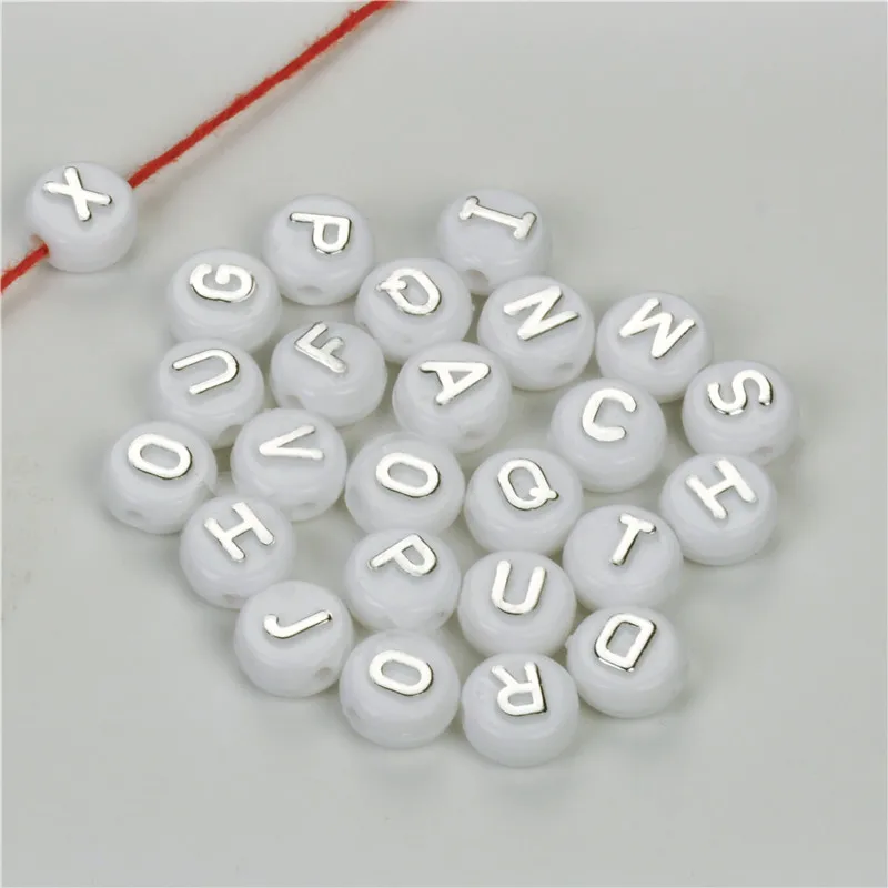 Цветные акриловые Круглые шарики 10х6 мм с золотыми буквами 100 шт. круглые алфавита