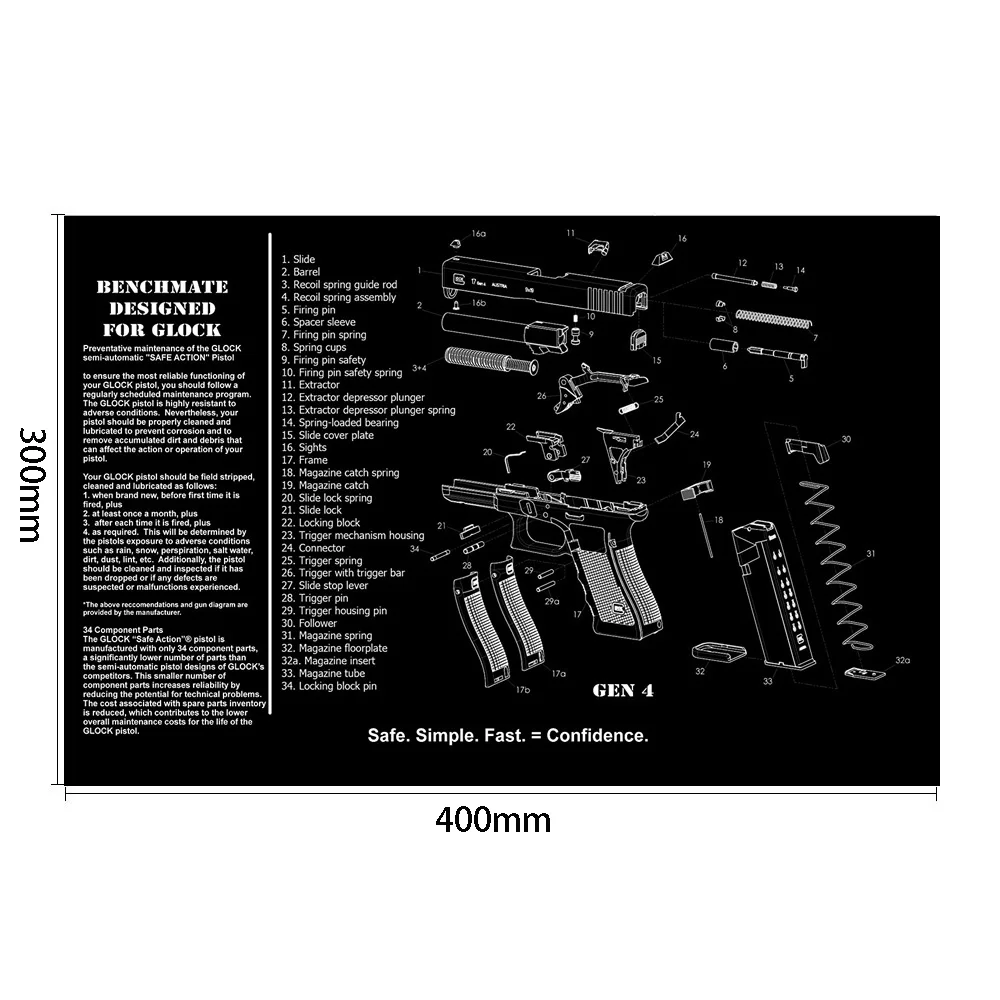 Коврик для мыши CZ-75 Gen4 Glock с схемой деталей и инструкцией Настольный коврик