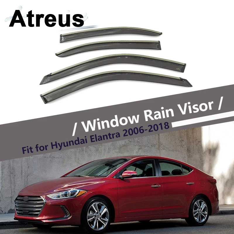 

Atreus 4pcs For Hyundai Elantra 2006-2018 Car Accessories Door Smoke Window Sun Rain Visor Wind Deflectors Guard Shield Cover