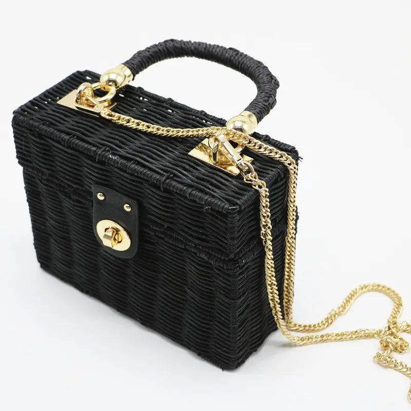 Летняя Пляжная квадратная коробка соломенная сумка для леди Bolsa новая ротанговая