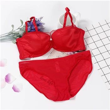Женское нижнее белье ropa interior femenina conjunto, кружевной Женский комплект с бюстгальтером на половину чашки красного цвета, чашка ABC, нижнее белье - Цвет: Красный