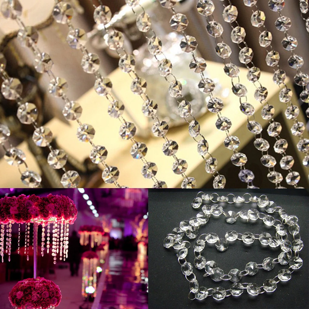 1 м акриловая Хрустальная Гирлянда DIY свадебное украшение восьмиугольная