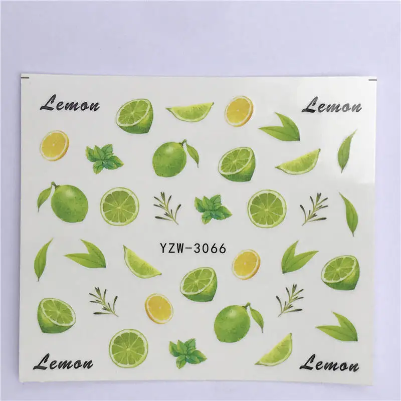 YZW-3066 LCJ 1 лист наклейки для ногтей летние переводные наклейки фрукты/мороженое/мультфильм/Цветочный дизайн временные татуировки слайдер советы - Цвет: YZW-3066