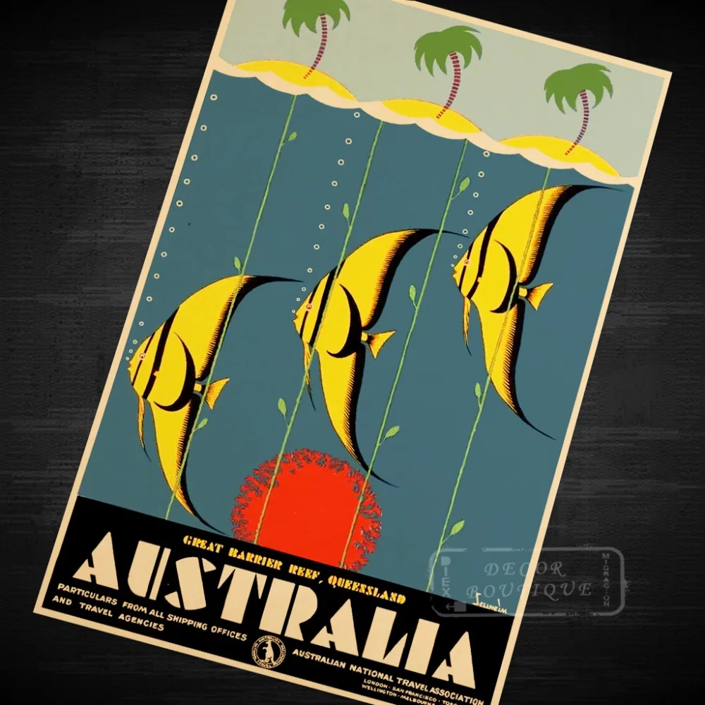 Большой счастливый риф Квинсленд Австралийский пейзаж винтажный Ретро
