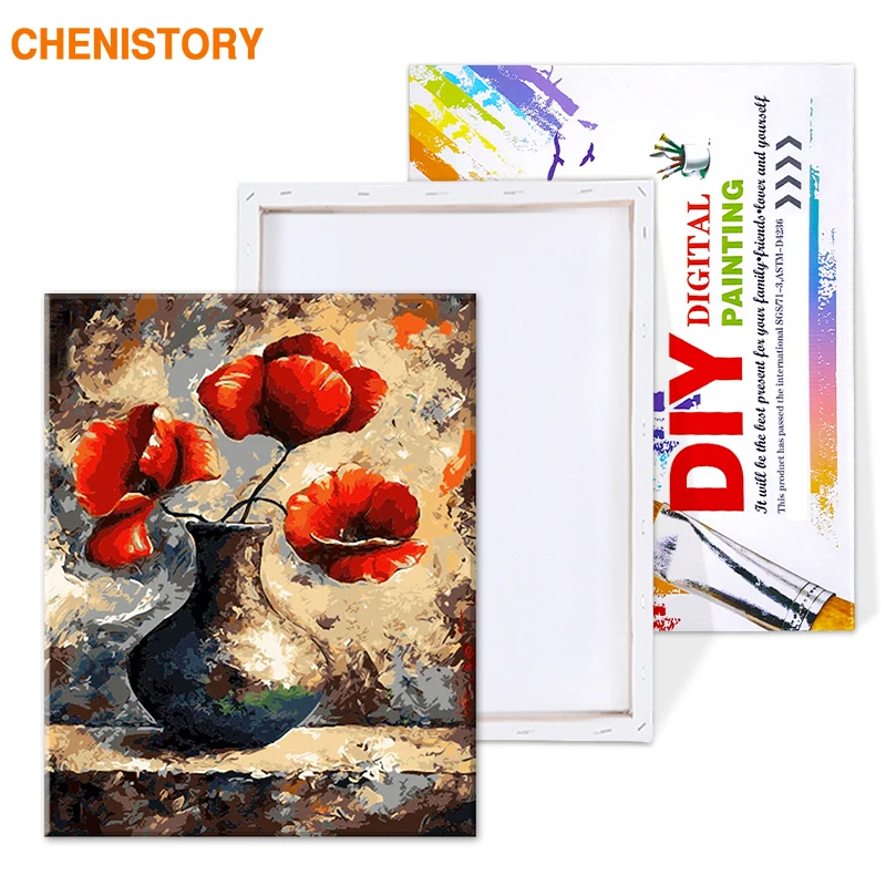 CHENISTORY Frameless Picture Vintage Flower DIY Painting By Numbers Kit Modern Wall Art Unique Gift For Home Decor 40x50 | Дом и сад