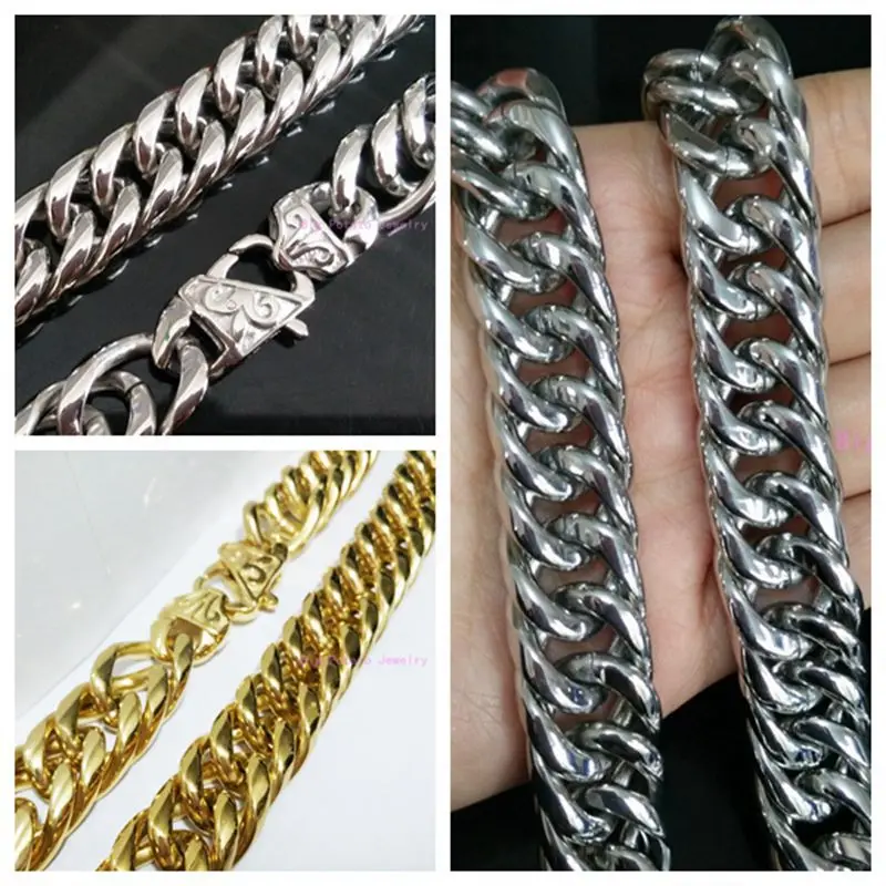 Тяжелая Огромный 16 мм широкий цвет серебристый золотой Цвет кубинский