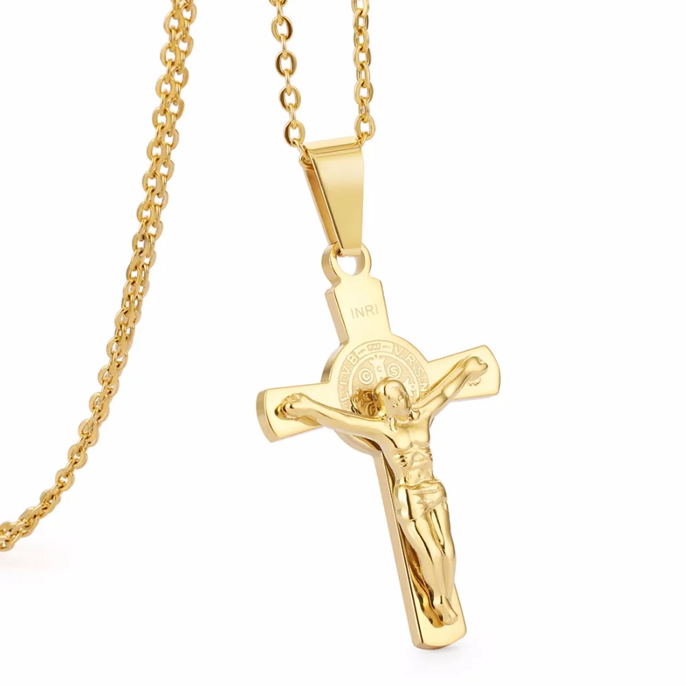 INRI Jesus частей крест ожерелья и подвески для женщин ожерелье в виде цепочки из