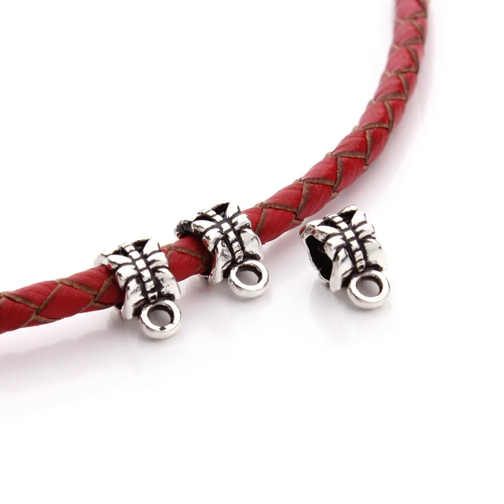 30 шт./лот размер отверстия 5 мм античный Серебристый слайдер подвески для девочек