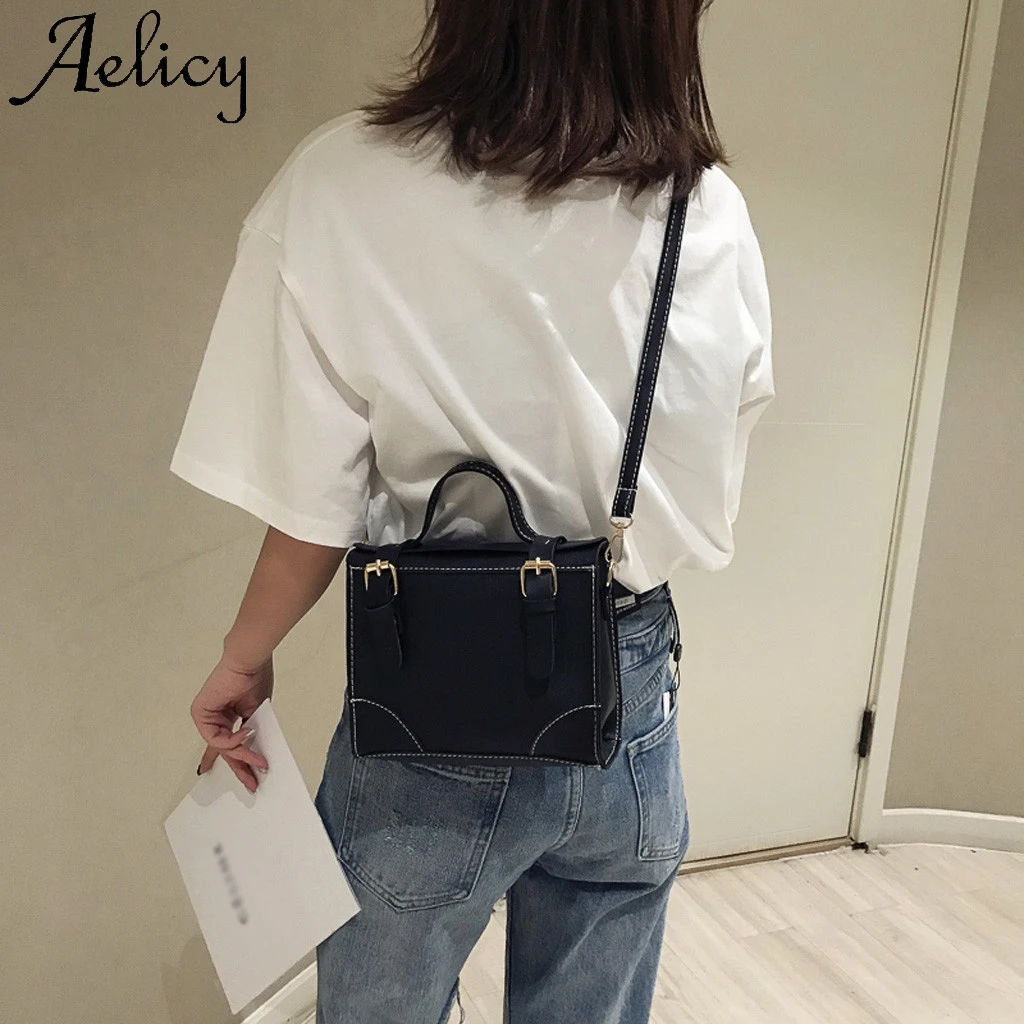 Женская кожаная сумка Aelicy однотонная через плечо высокого качества мессенджер с