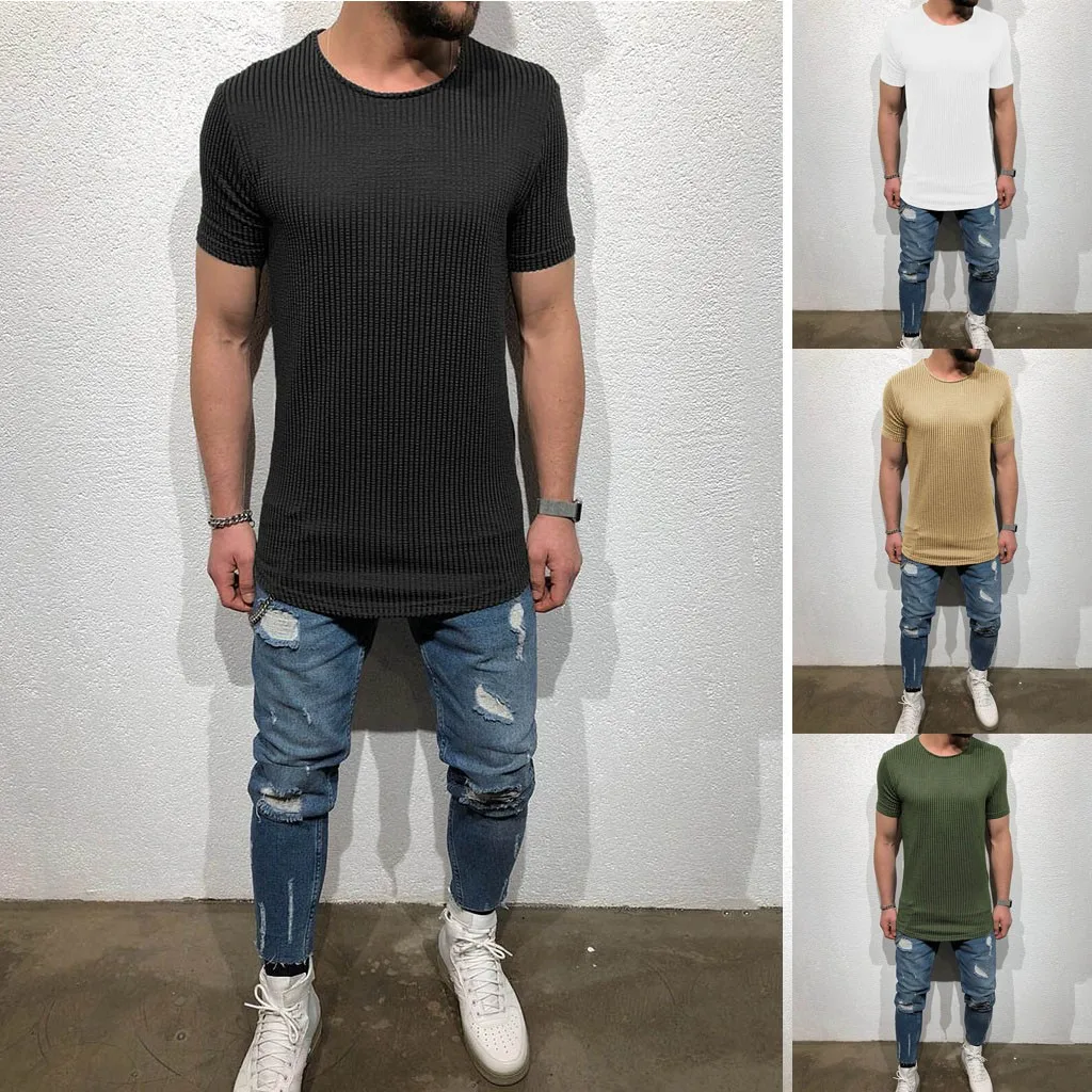 2019 хит продаж мужская полосатая футболка короткий рукав вырез лодочкой базовый