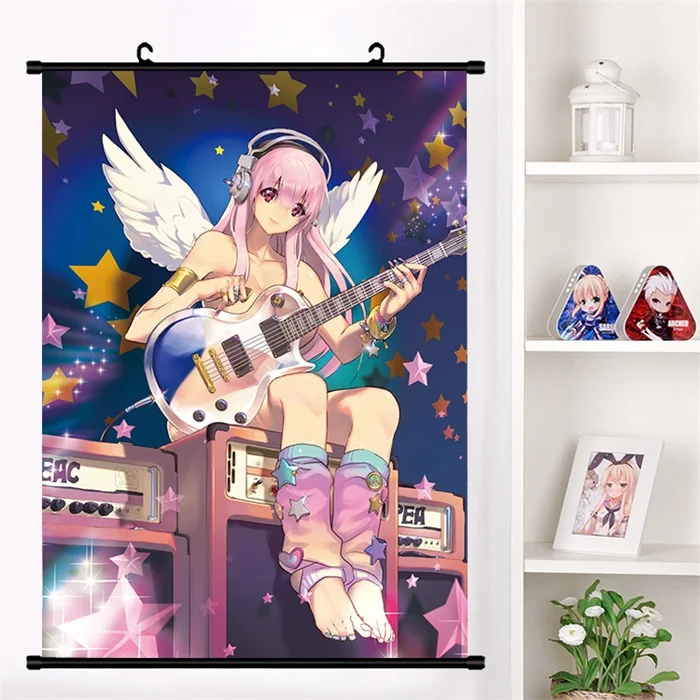 J Японское аниме SUPERSONICO Super Sonico сексуальный косплей настенный свиток Фреска плакат Настенные подвесные плакаты Otaku коллекция домашнего декора подарок - Цвет: J