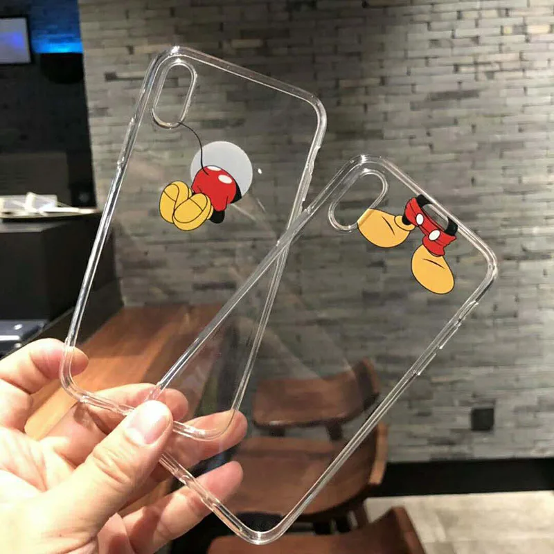 Чехлы для телефонов для iphone 11Pro XS MAX X XR с милыми мультяшными мышками, прозрачный мягкий чехол из ТПУ для iphone 6, 6 S, 7, 8 Plus, 11 задних чехлов conque
