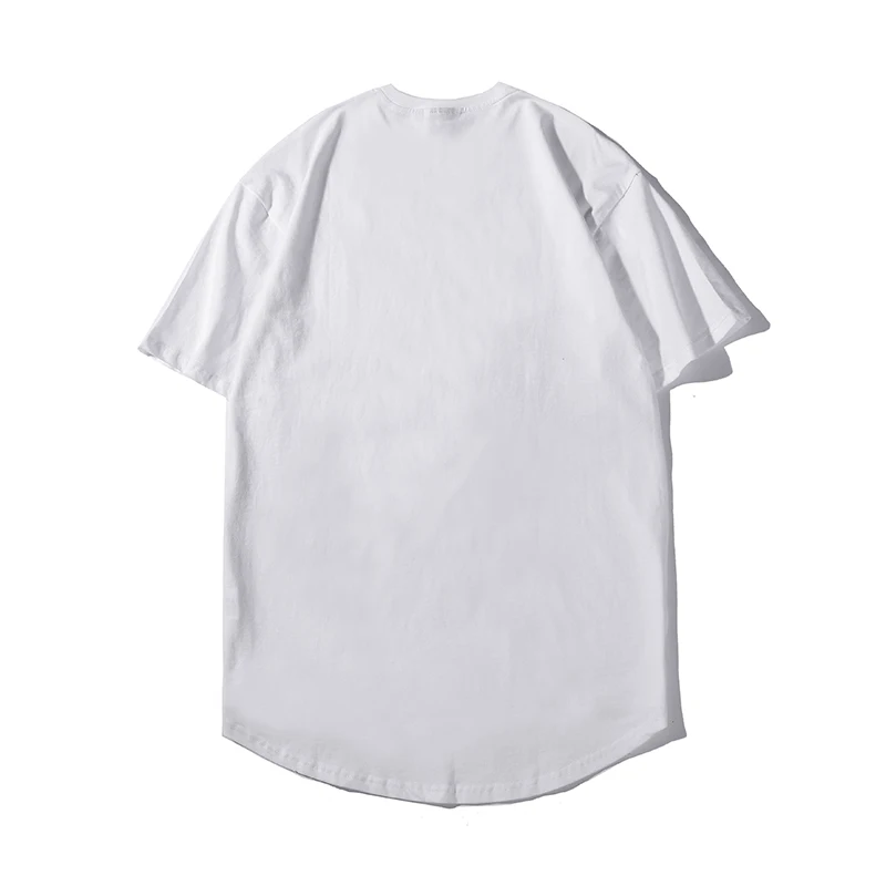 Мужская футболка с короткими рукавами черная белая серая удлиненная