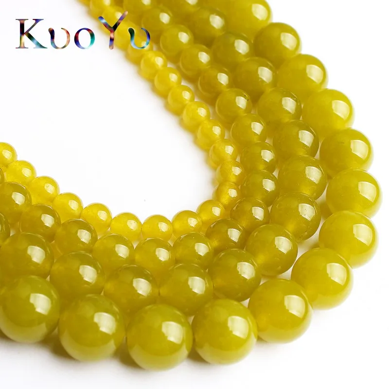 AAA Natural Stone Dark Yellow Jades Chalcedony Beads Round Loose Bead For Jewelry Making Diy Bracelet 15&quotStrand 6/8/10/12mm | Украшения