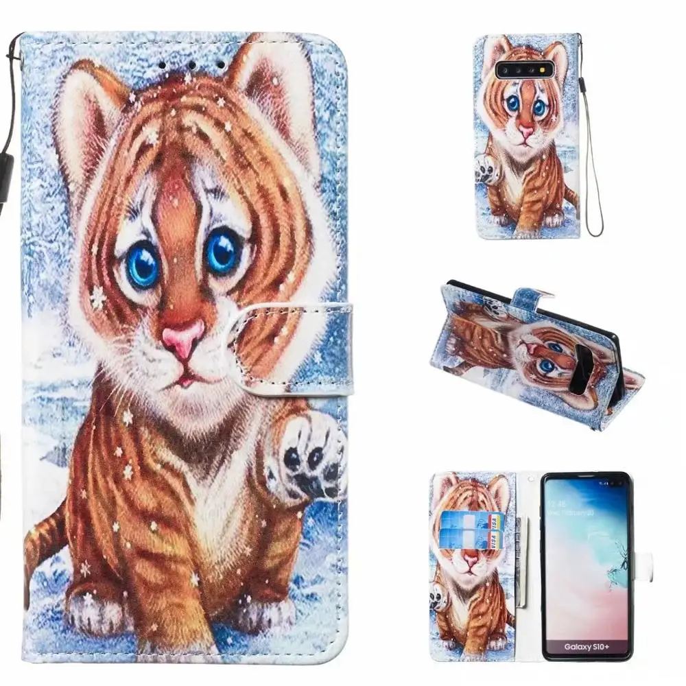 Чехол с откидной крышкой для Samsung Galaxy S10 Plus S10e S8 S9 A70 A50 A30 A20 M30 M20 животный чехол из
