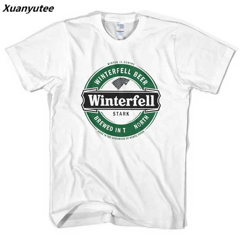 Xuanyutee новая стильная футболка Homme с коротким рукавом и принтом Winterfell Stark Зимняя