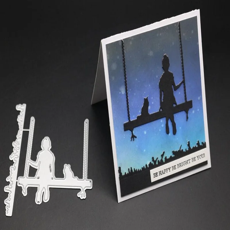 Сидя на качелях сентиментальные металлические режущие штампы для скрапбукинга