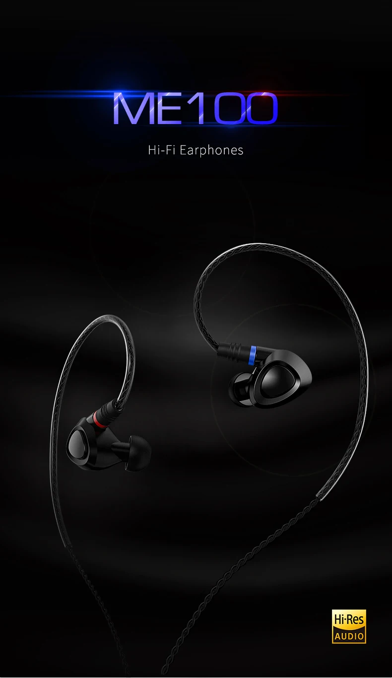Новейший Shanling ME100 10 мм динамический Hi-Res HiFi внутриканальный монитор наушники полностью алюминиевая конструкция с кабель OFC разъем MMCX
