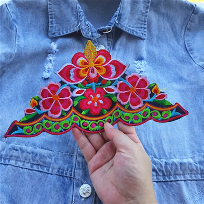 Китайские элементы вышитый цветок патчи для одежды платье ткань железа на патч