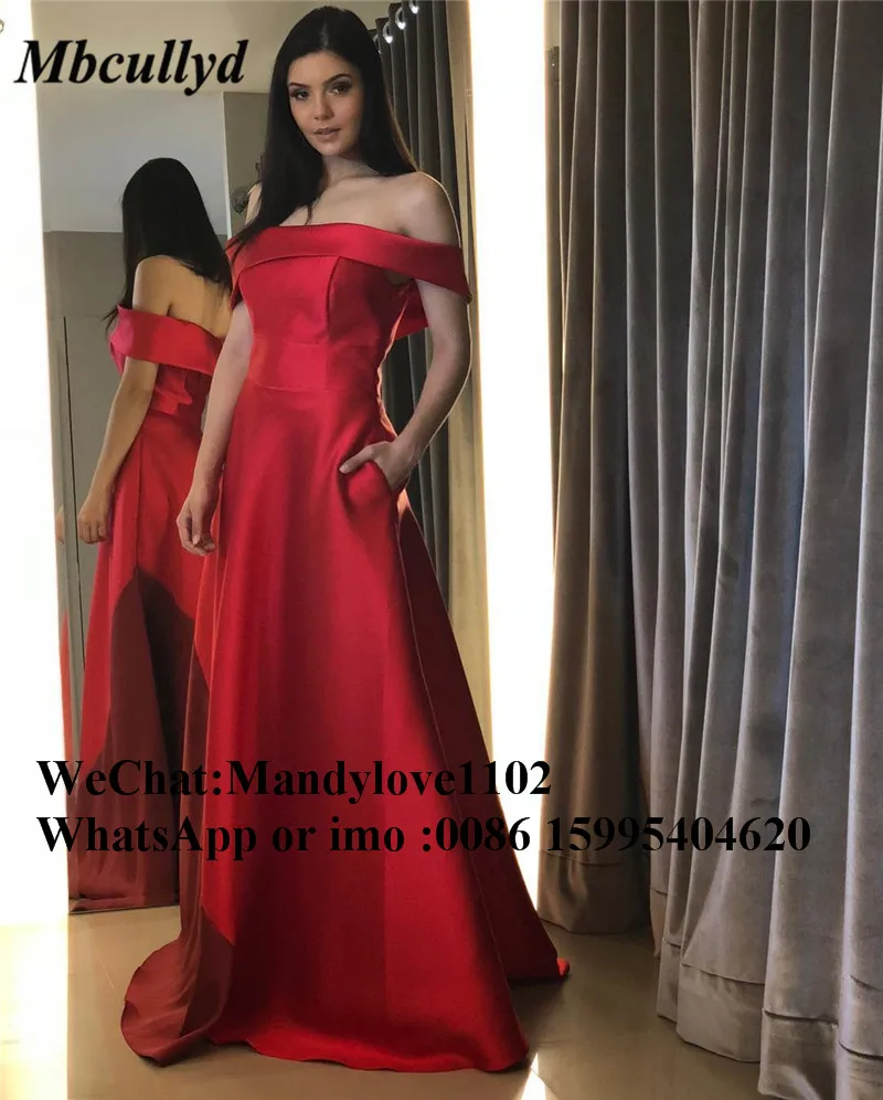 Женское атласное платье с открытыми плечами Mbcullyd Красное длинное вечернее