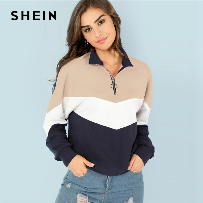 SHEIN Свитшот На Молнии Женская Повседневная Толстовка С Длинным Рукавом Минималистский Осенние Толстовки
