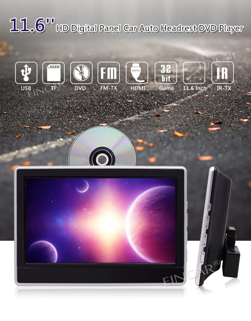 Двойной портативный dvd плеер монитор 11 6 ''Поддержка HDMI USB SD FM IR AV вход/выход