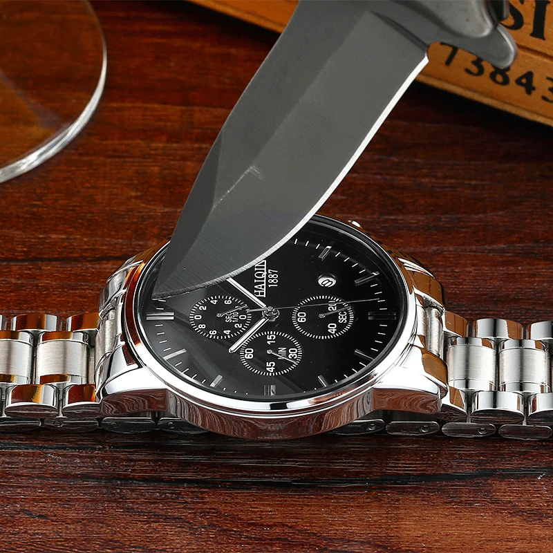 Часы наручные HAIQIN Мужские кварцевые брендовые Роскошные водонепроницаемые