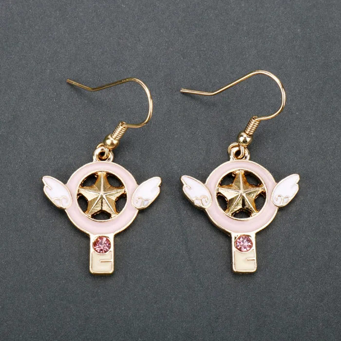 Аниме Сейлор Мун серьги гвоздики Cardcaptor Sakura Alice in Wonderland золотые серьги Эффектные серьги для женщин Косплей - Окраска металла: pink