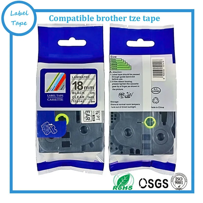 

Compatible brother label tape tze tz tape Tze141 tz141 tze 141 18mm*8m black on clear Tze-141 tz 141 P-touch Ribbon label maker