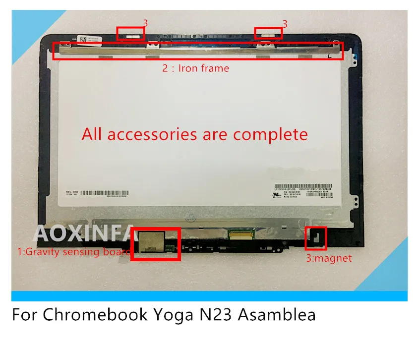 

Для Lenovo Chromebook Yoga N23 5D68C09575 11,6 "HD LCD сенсорный экран в сборе + ободок LP116WH8 SPC2 lp116w8