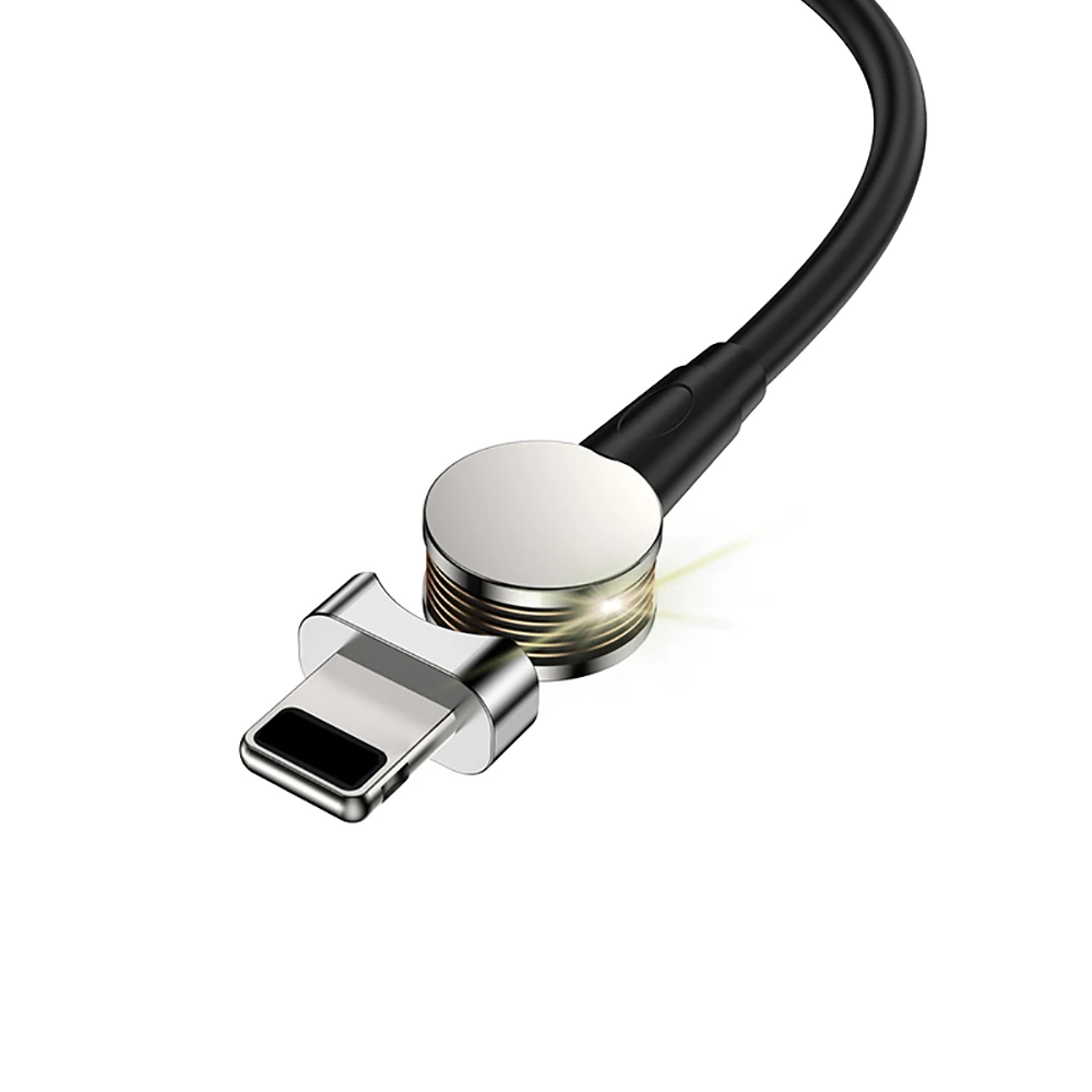 1 м 2.4A USB Магнитный кабель 180 свободного вращения быстрой зарядки и передачи данных кабель для IPhone type C Micro USB зарядки портов телефонов - Цвет: Black