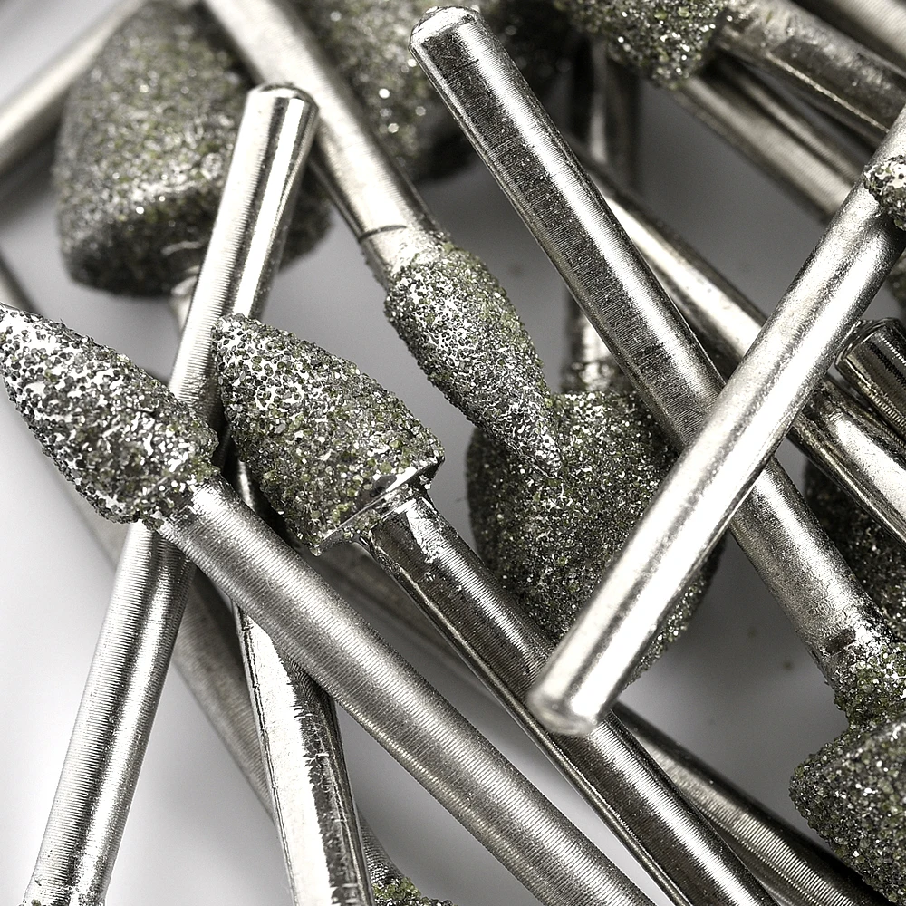 

Grit 60 Course Grained Diamond Grinding Drill Burr Set Polishing Grinding Head Mounted Bits for Dremel Rotary Tools