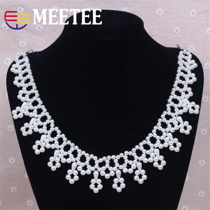 1Pc Women Collar Pearl Lace Applique Shirt Decorative Trims DIY Dress Clothes Sewing Accessories ZK767 | Дом и сад