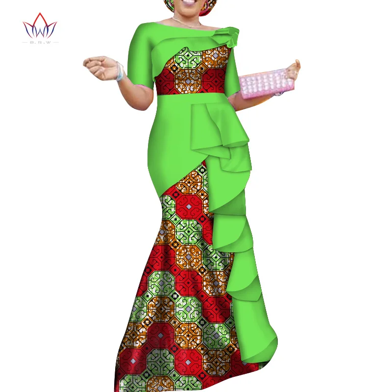 Vestidos африканские платья для женщин Дашики элегантное вечернее платье размера плюс Srapless традиционная африканская одежда WY4152 - Цвет: 9