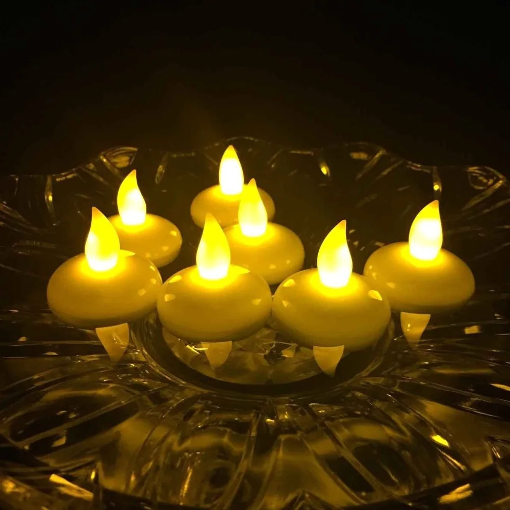 100 шт./лот светодиодная беспламенная плавающая Электронная свеча с датчиком воды