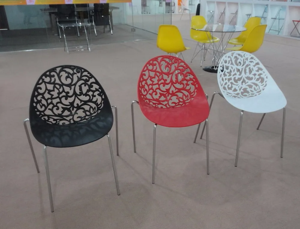 Современный дизайн пластиковые и стальные ножки Штабелируемый обеденный стул