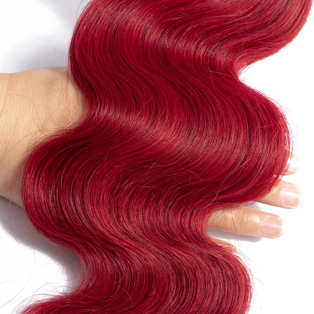 QT предварительно окрашенные волосы 1b/Бургундия Омбре перуанские 1/3 пучка черные