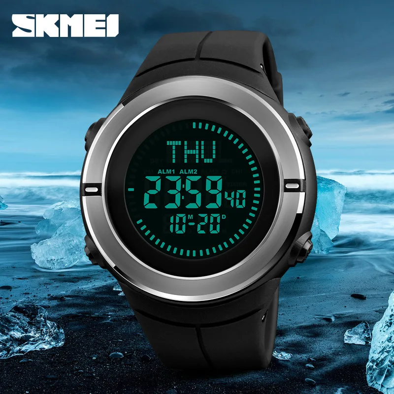 SKMEI Марка компас часы 5ATM Water Proof Цифровой Открытый спортивные часы Для мужчин смотреть EL Подсветка обратного отсчета наручные часы 1294