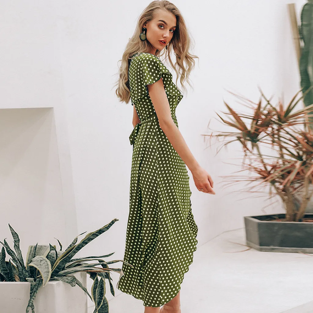 2019 летнее платье новое модное весеннее женское с v образным вырезом Длинное Макси