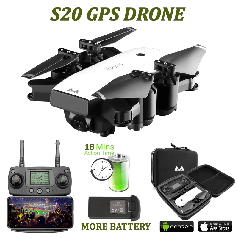 S20 FPV gps Дрон с HD 1080p Wifi камерой Квадрокоптер парящий 5 Мп складной RC Квадрокоптеры вертолет сумка для хранения игрушек для мальчика