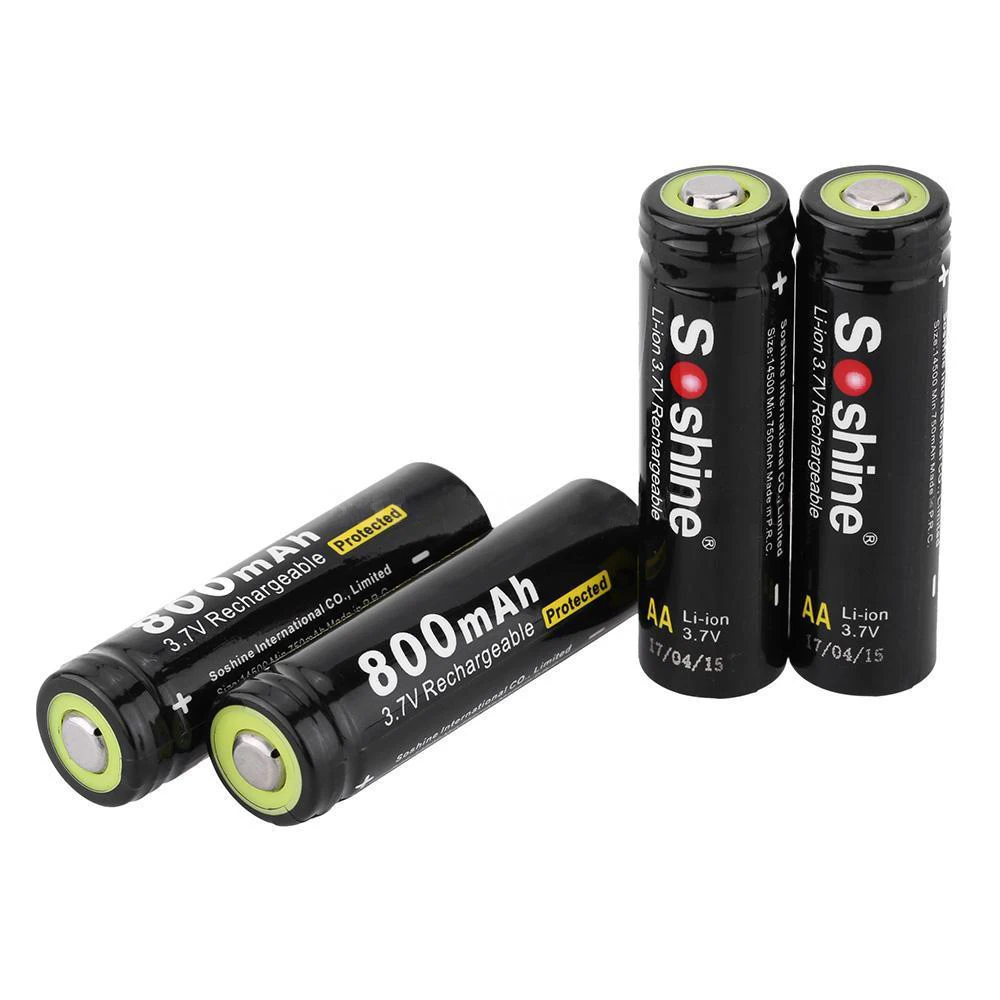 Soshine 4x3 7 V AA 14500 800mAh литий-ионная аккумуляторная батарея с защищенной печатной