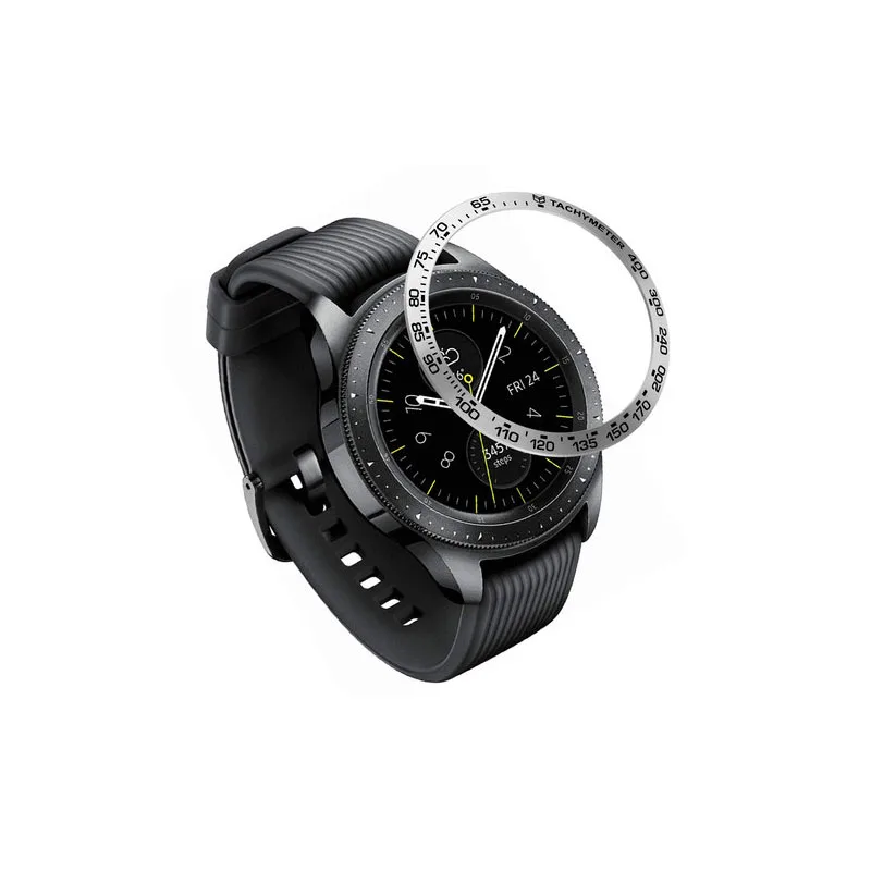 Silver Металлический ободок для samsung Galaxy Watch 46 мм/42 мм чехол gear S3 Frontier/классическая спортивная клейкая крышка ремешок аксессуары 46/42 3 - Цвет: Silver