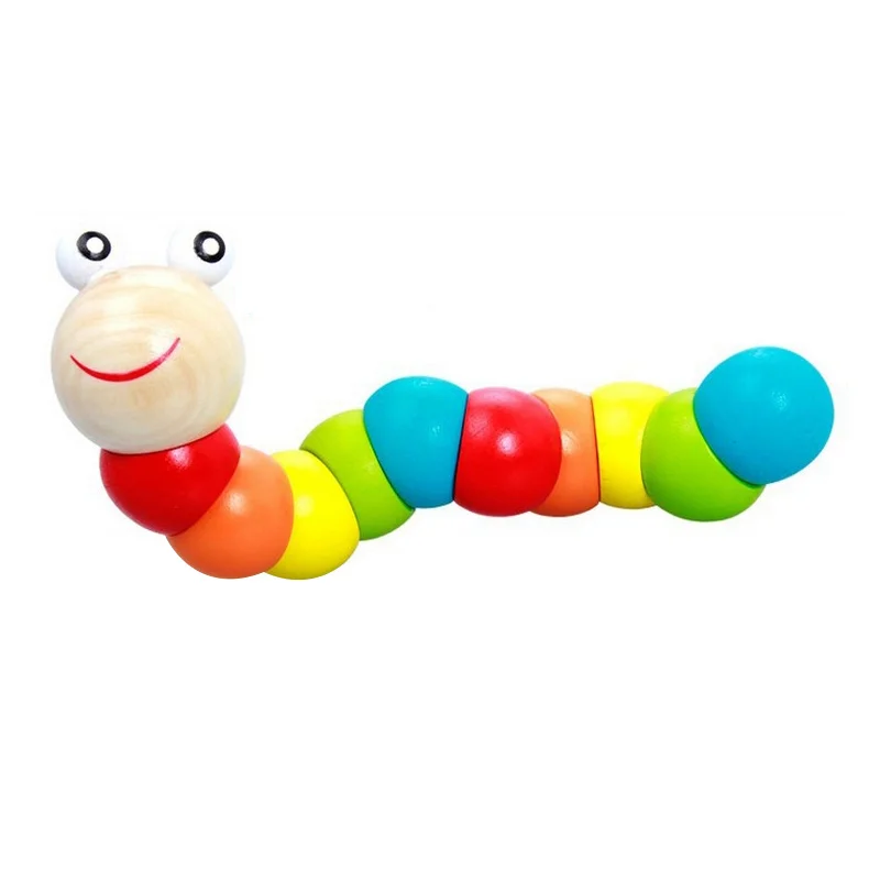 Wooden Caterpillar Toy Puzzle Baby Magical Insect Child Variety Twist-colored Toys Educational Kids Twisting Worm | Игрушки и хобби