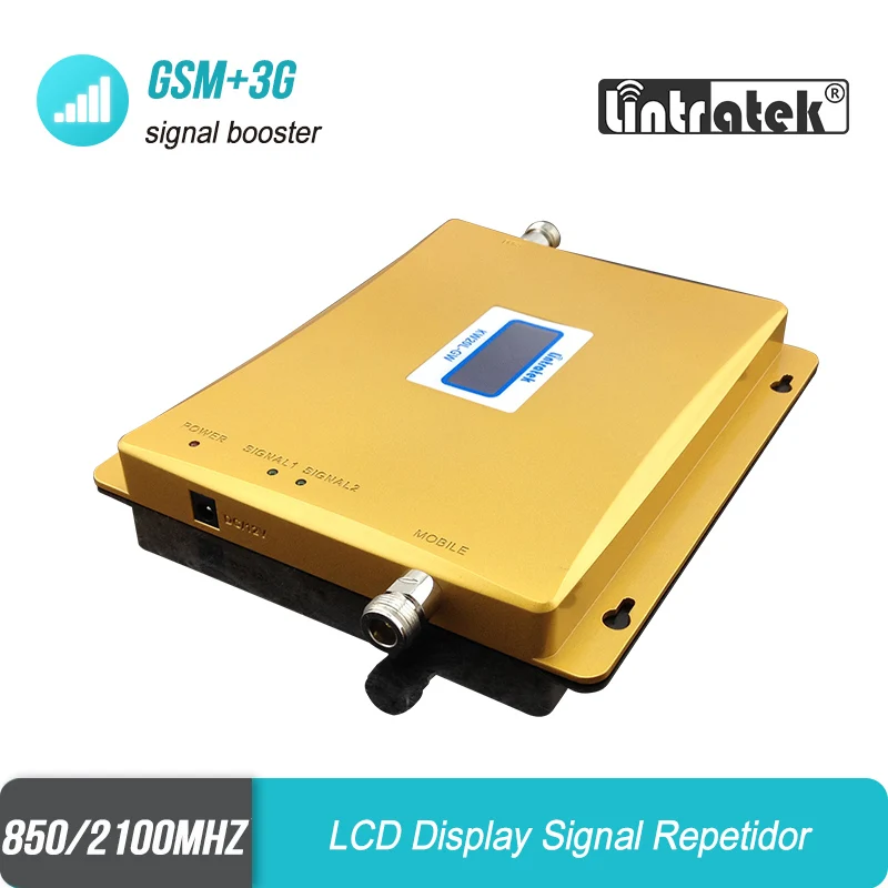 Lintratek Repetidor Celular LCD дисплей GSM 850 3G 2100 двухдиапазонный 65dBm мобильный телефон
