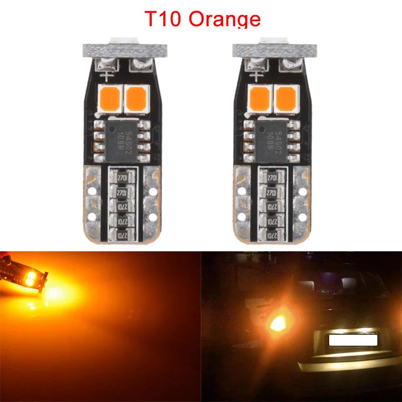2x супер яркий T10 W5W светодиодный лампы для автомобилей 168 194 Автомобильный светодиодный Авто зазор для Чтения номерного знака, янтарный, оранжевый T15 - Испускаемый цвет: T10 Orange